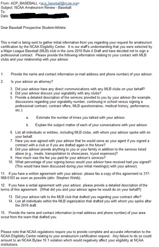 Illustration for article titled This Is What The NCAA Asks Baseball Recruits When They Are Drafted